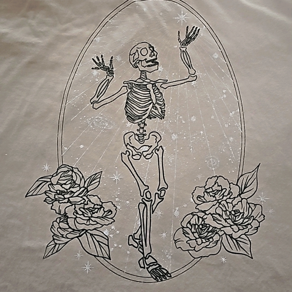 Floral Skeleton & Raining Stars Graphic Tshirt